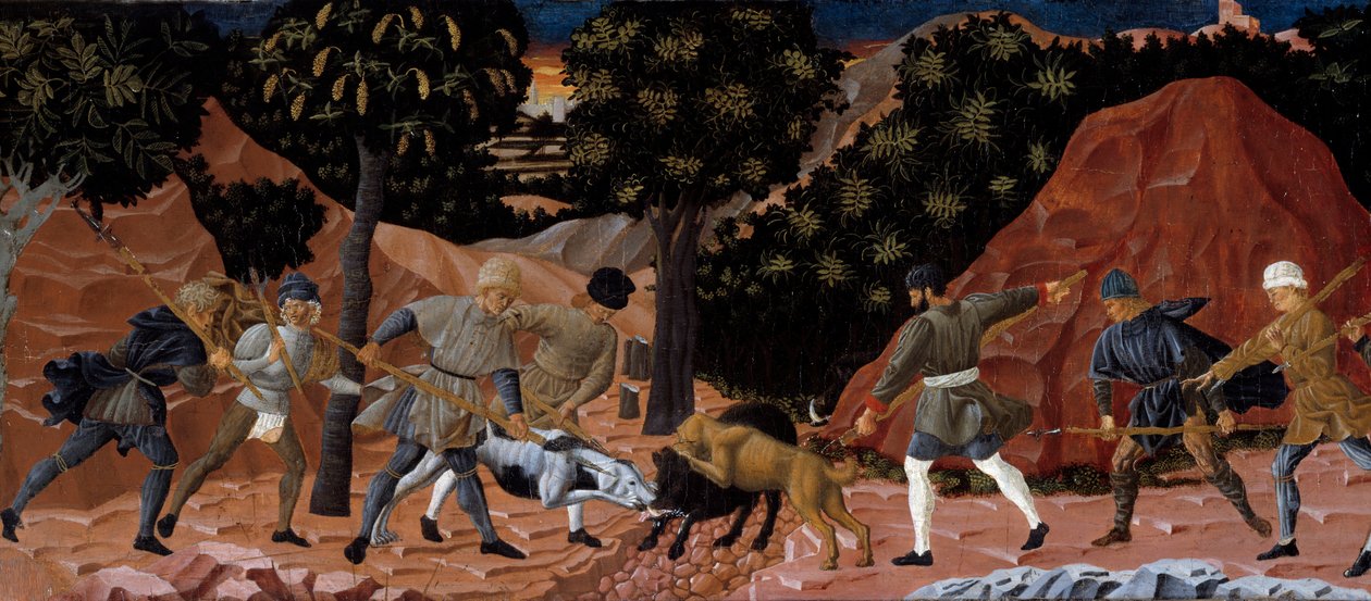 Boar Hunting Scene (detail) by School Florentine