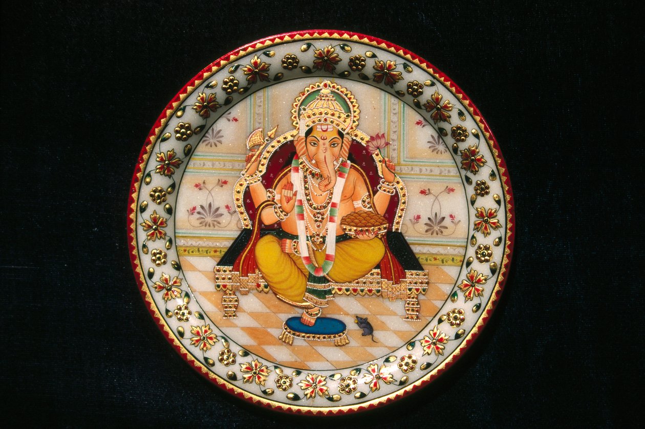 Lord Ganesh Ganpati Miniature Painting on Paper by School Indian
