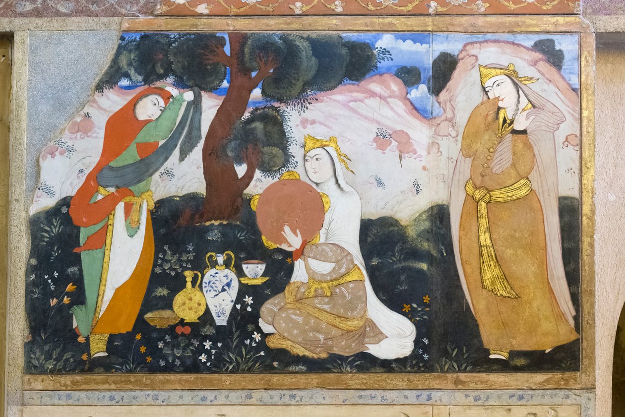Fresco at Chehel Sotoun Palace, Esfahan, Iran by School Iranian
