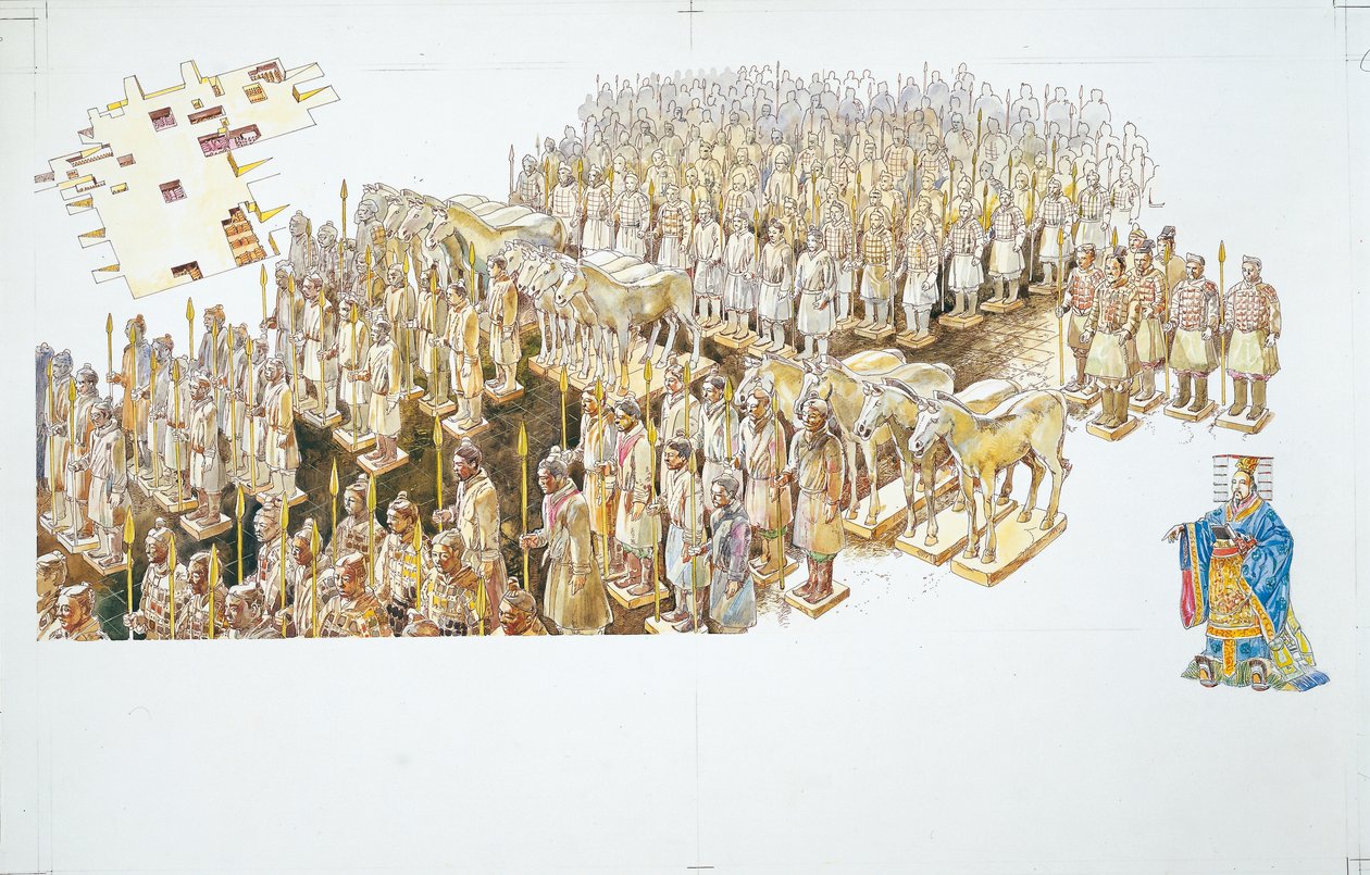 Terracotta Army in the tomb of Emperor Qin Shi Huang by School Italian