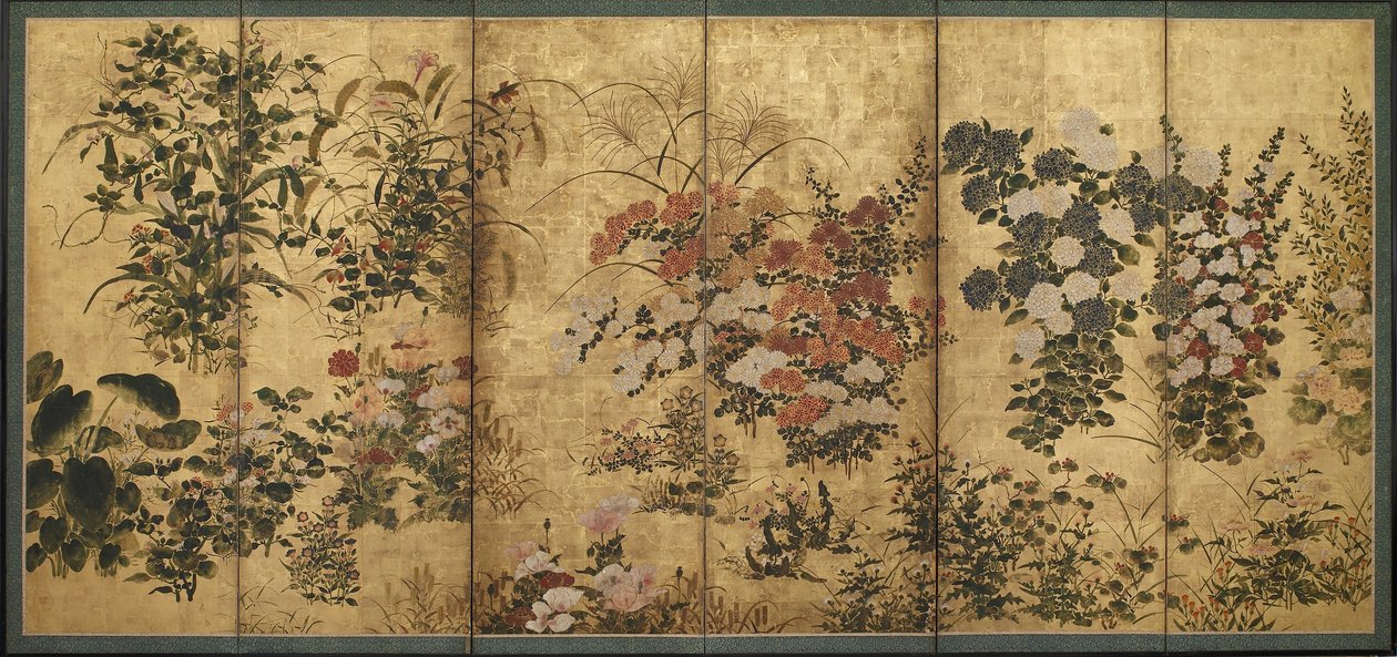 Summer and Autumn Flowers, Edo Period by Japanese School