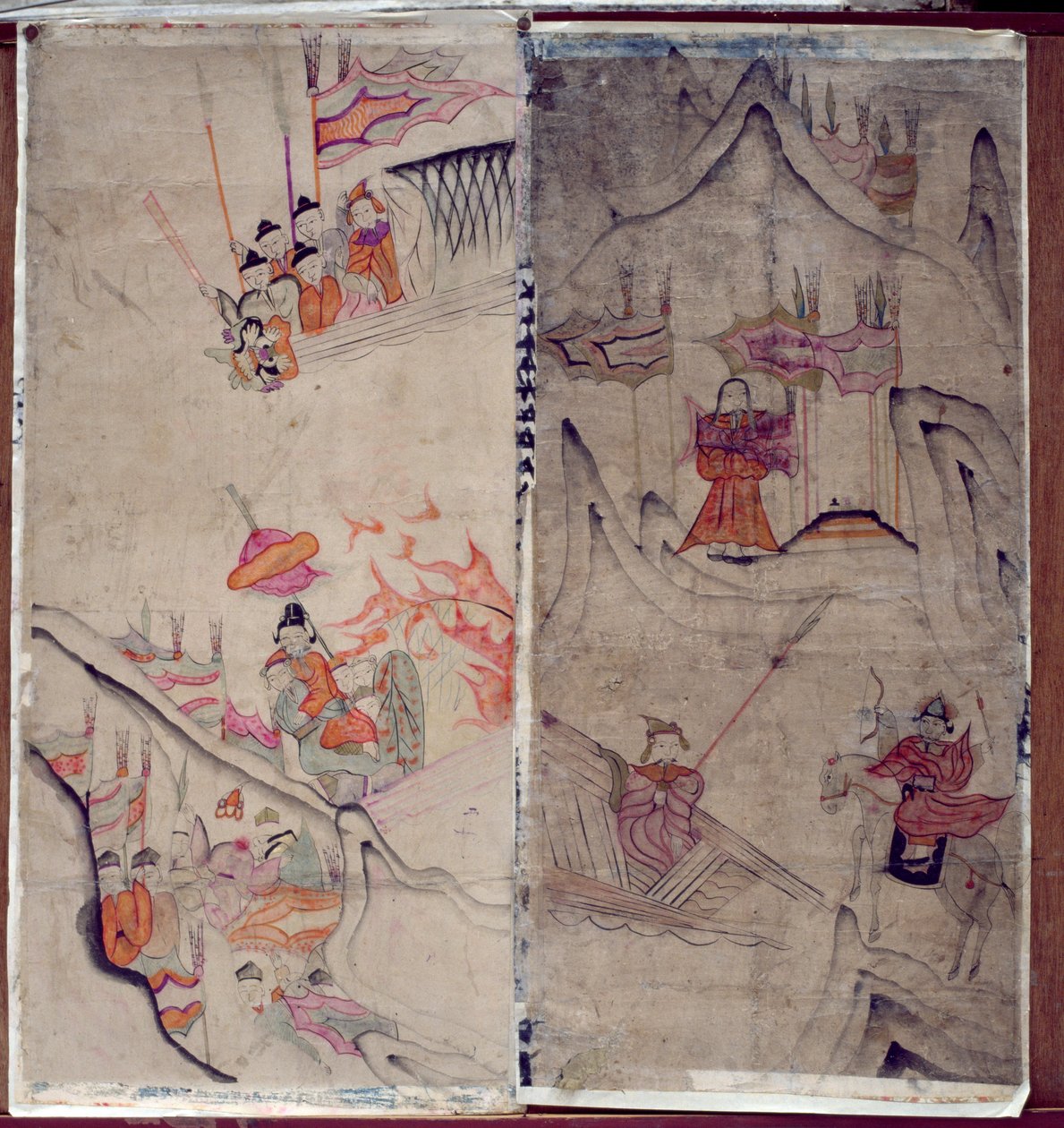 Two Panels of an Eight Fold Screen Depicting 