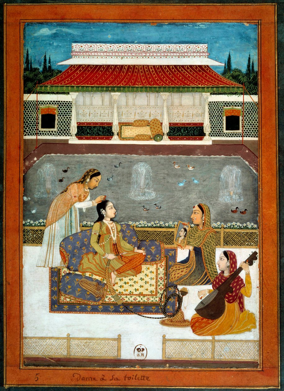 An Indian Princess Has Her Miniature Toilet by School Mughal