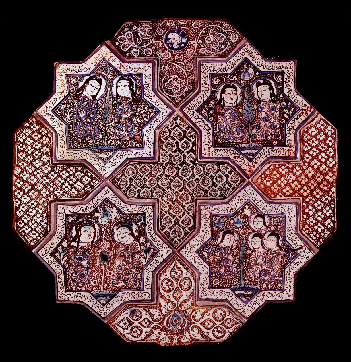 Persian art: fragment of a wall faience panel, from Damghan by School Persian