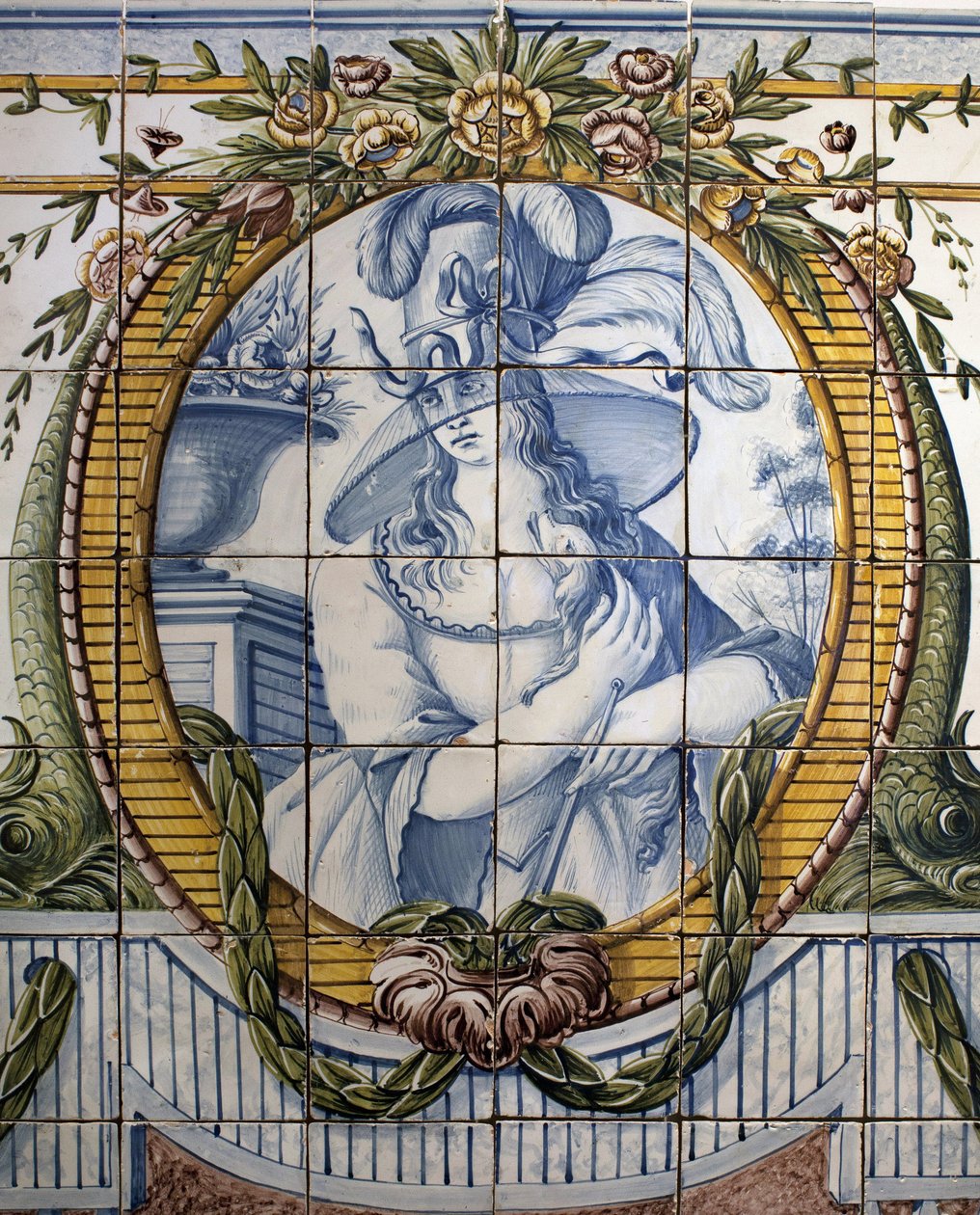 Ornamental panel with a portrait of a woman by School Portuguese