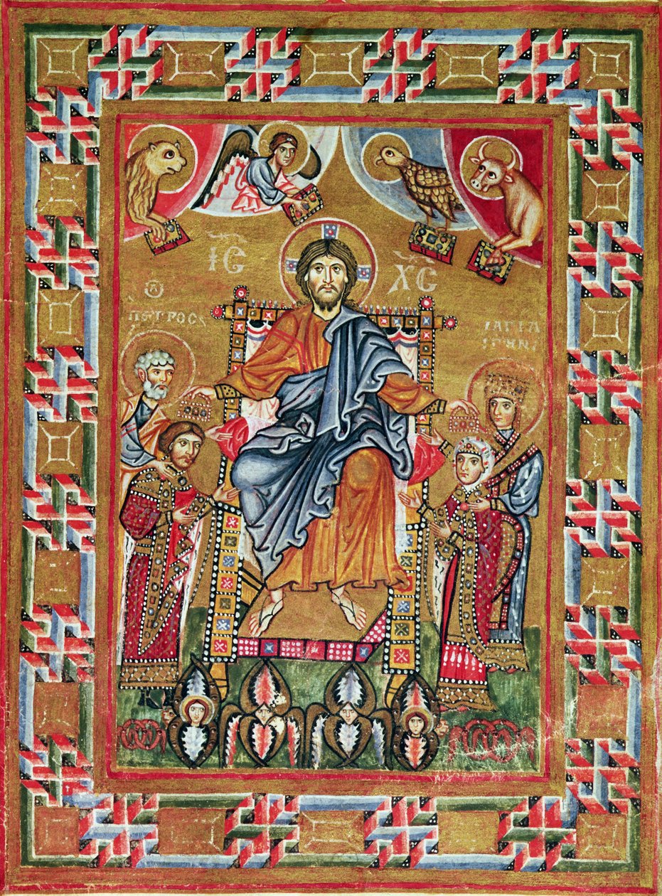 Christ Enthroned, from the Psalter of Egbert by School Russian