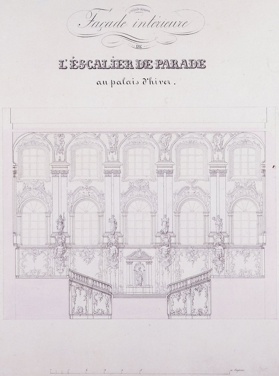 Interior frontage of the Parade Stairs at the Winter Palace by School Russian