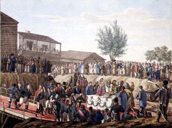 The Laying of the First Stone of the Customs House at Mohiloff in 1820 by School Russian