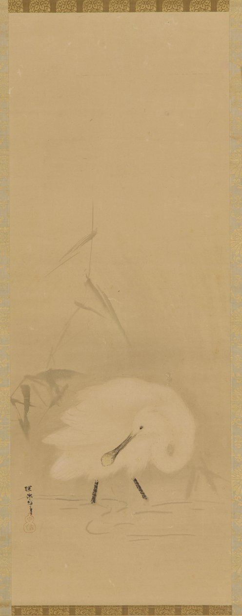 A Spoonbill and Water-Grass, Edo Period by School of Kano Tan