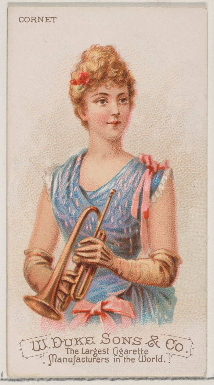 Cornet, from the Musical Instruments series N82 for Duke brand cigarettes, 1888 by Schumacher and Ettlinger