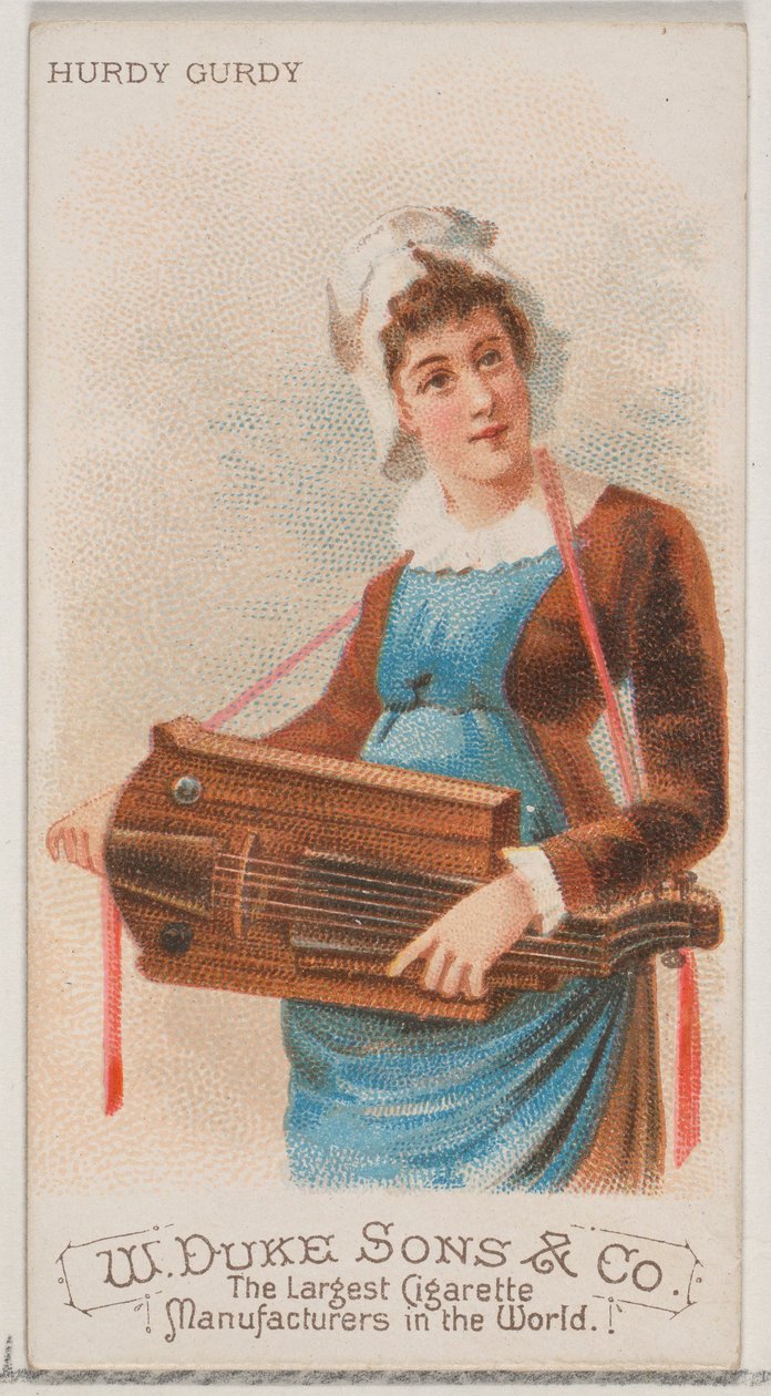 Hurdy Gurdy, from the Musical Instruments series N82 for Duke brand cigarettes, 1888 by Schumacher and Ettlinger