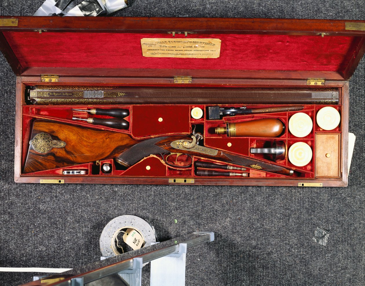 A Gold Decorated 16 Bore D.B. Percussion Rifle Made for the Nizam of Hyderabad, in a Brass Mounted Mahogany Case, Lined in Crimson Silk, c.1855 by Scottish School