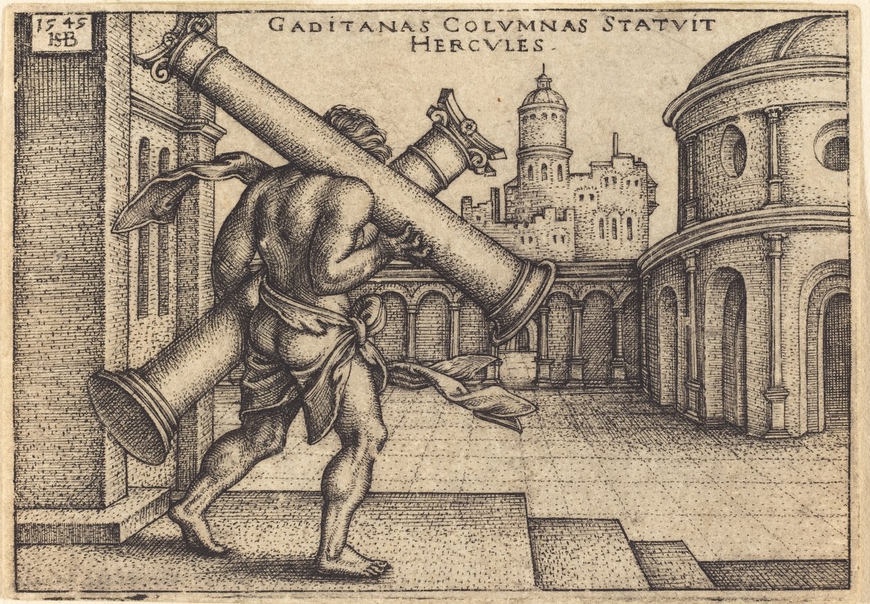 Hercules Carrying the Columns of Gaza by Sebald Beham