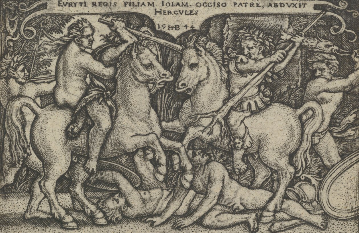 Hercules abducting Iole, from The Labors of Hercules by Sebald Beham