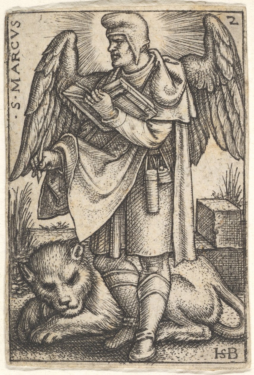Plate 2: Saint Mark, his head turned in profile to the left, with an open book in his right hand by Sebald Beham