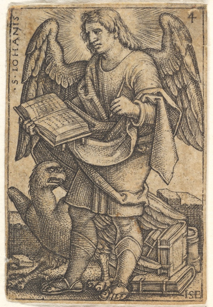 Plate 4: Saint John with his head turned three-quarters to the left, with a book in his right hand, 1541 by Sebald Beham