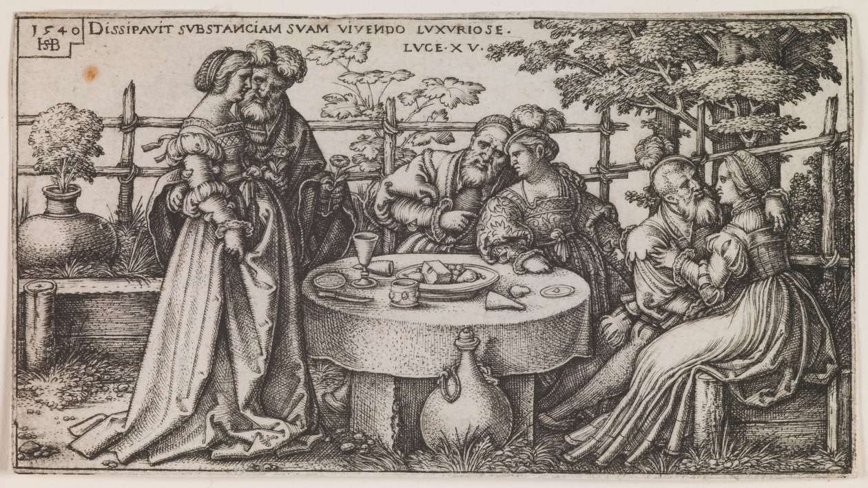 The Prodigal Son Wasting his Fortune, from the series “The History of the Prodigal Son” by Sebald Beham