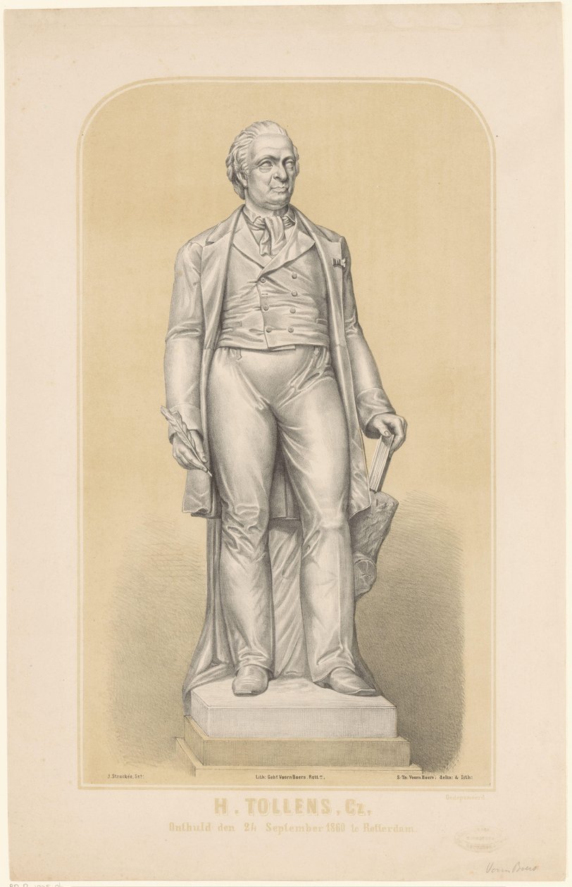 Statue of Hendrik Tollens (title on object: H. Tollenz, Cz, Unveiled on September 24, 1860 in Rotterdam) by Sebastiaan Theodorus Voorn Boers