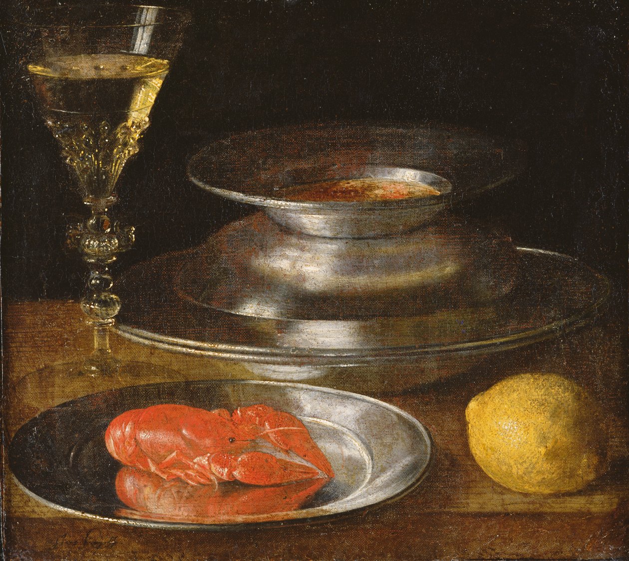 Still life with lobster by Sebastian Stoskopff