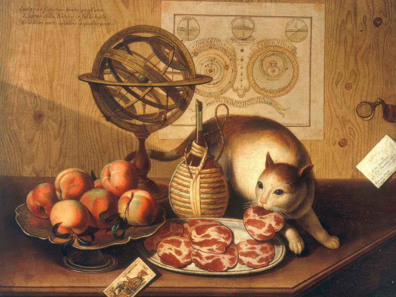 Still Life with Cat by Sebastiano Lazzari