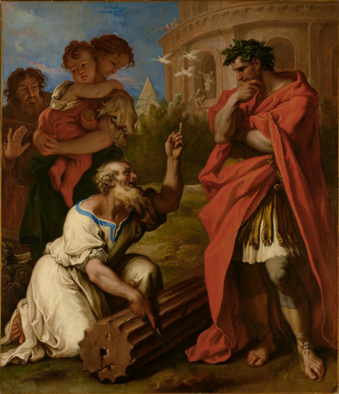 Tarquin the Elder Consulting Attus Navius by Sebastiano Ricci
