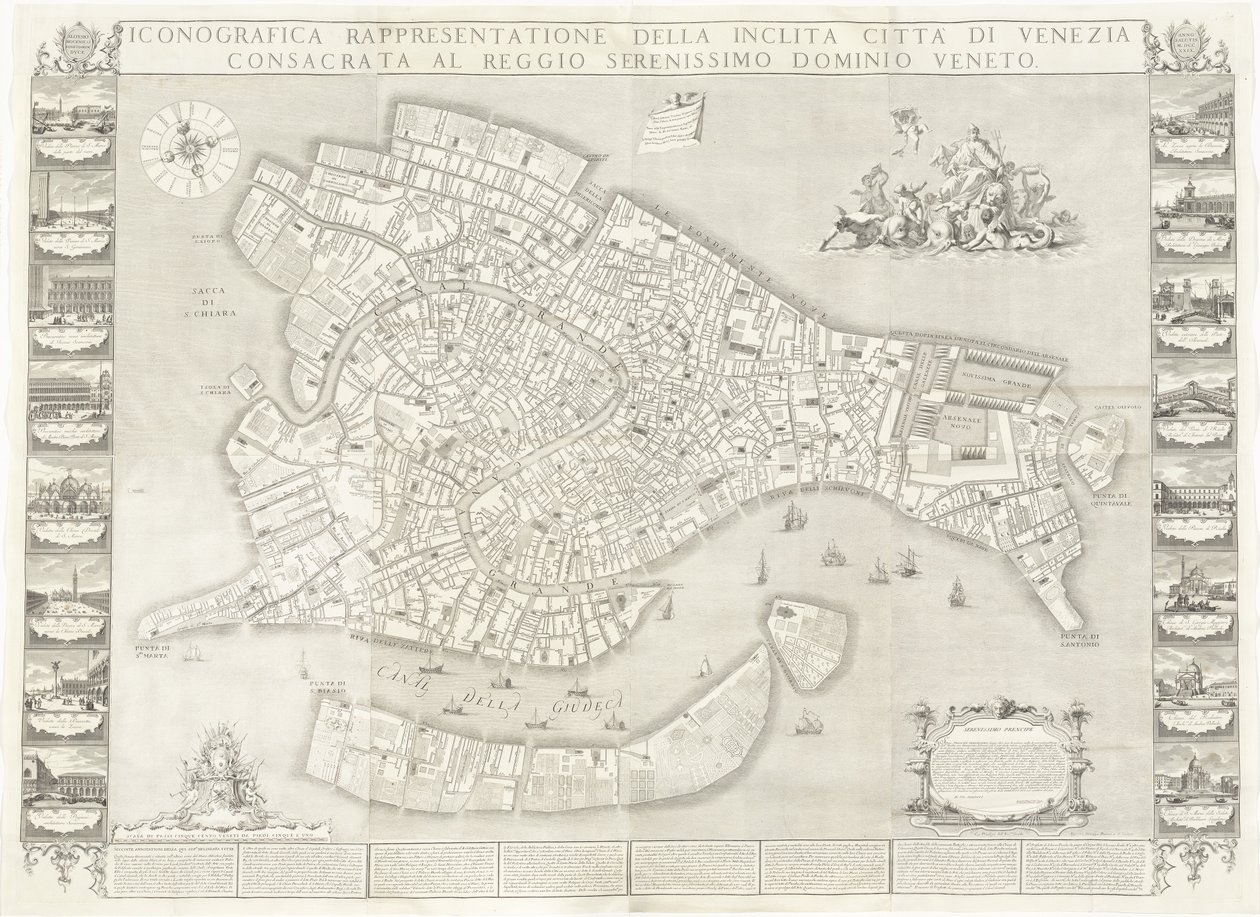 Iconographic Representation of the Illustrious City of Venice by Sebastiano Ricci, Lodovico Ughi, Giovanni Antonio Faldoni for the map, with Francesco Zucchi