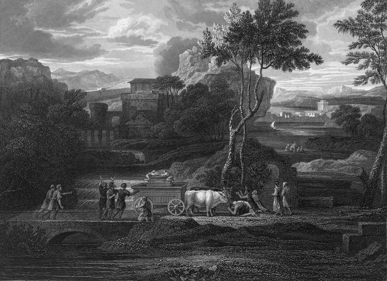 The Return of the Ark (engraving) by Sebastien (after) Bourdon