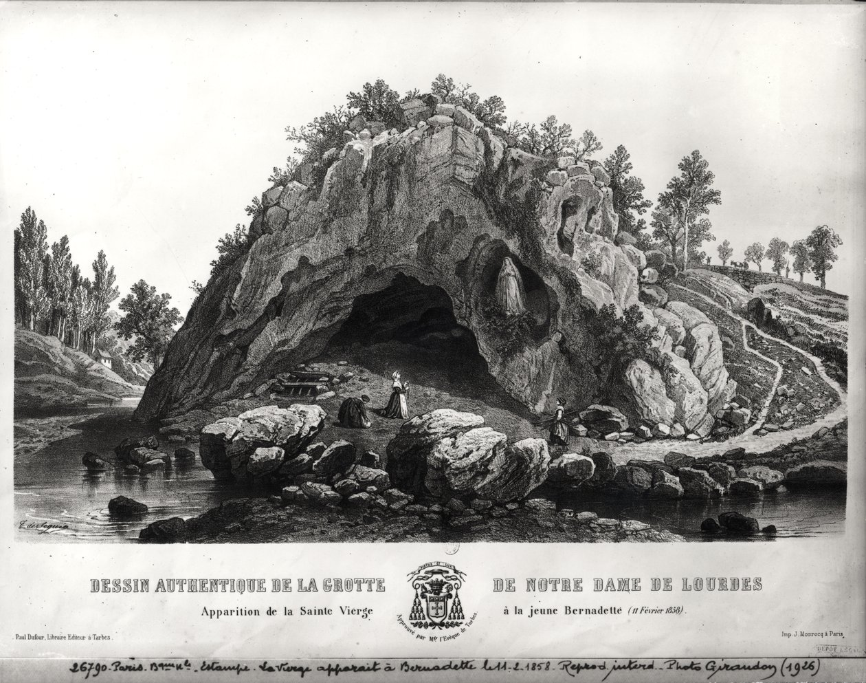 Apparition of the Virgin Mary to Bernadette Soubirous, 11th February 1858 by Seguin T. de
