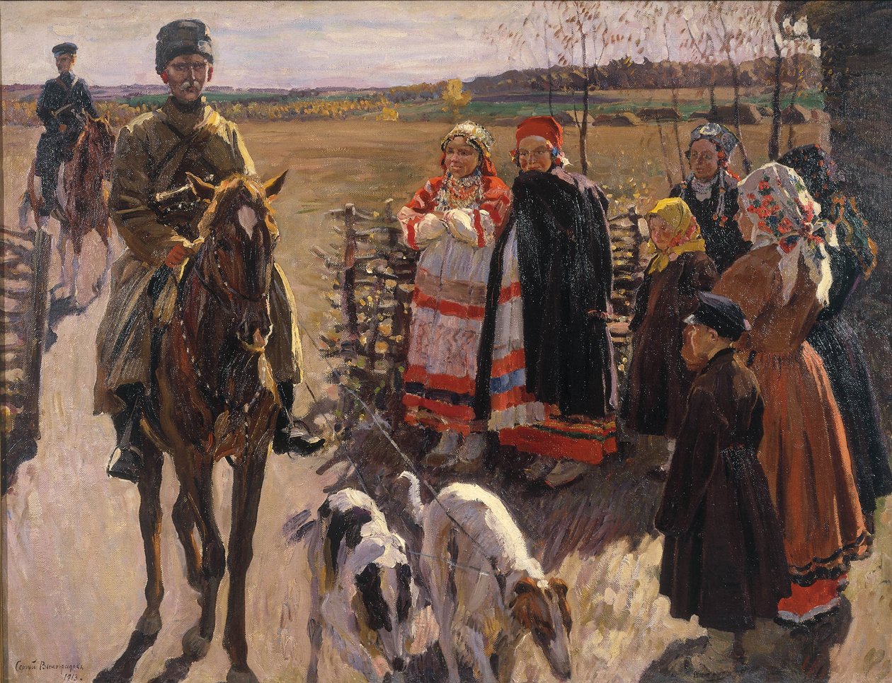Huntsmen with Borzois, 1913 by Sergei Arsenevich Vinogradov