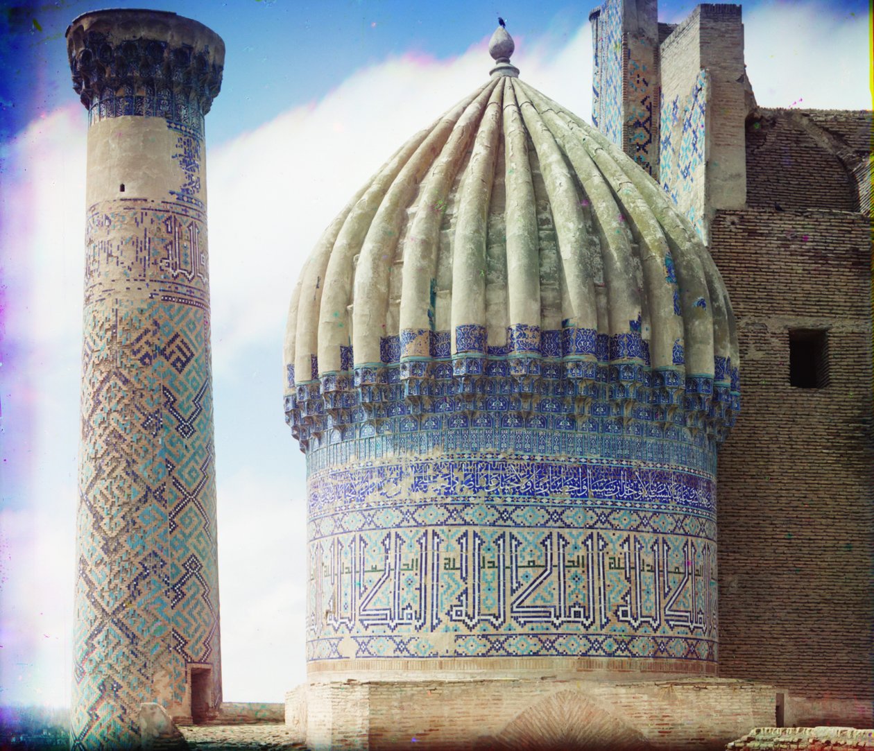 Right dome of Shir-Dar mosque, Samarkand, 1905-1915 by Sergey Prokudin Gorsky