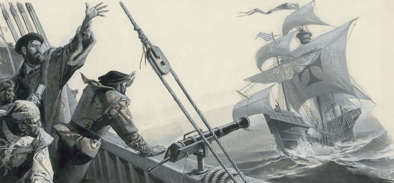 Ferdinand Magellan (1480-1521) on Discovering the Pacific Ocean by Severino Baraldi