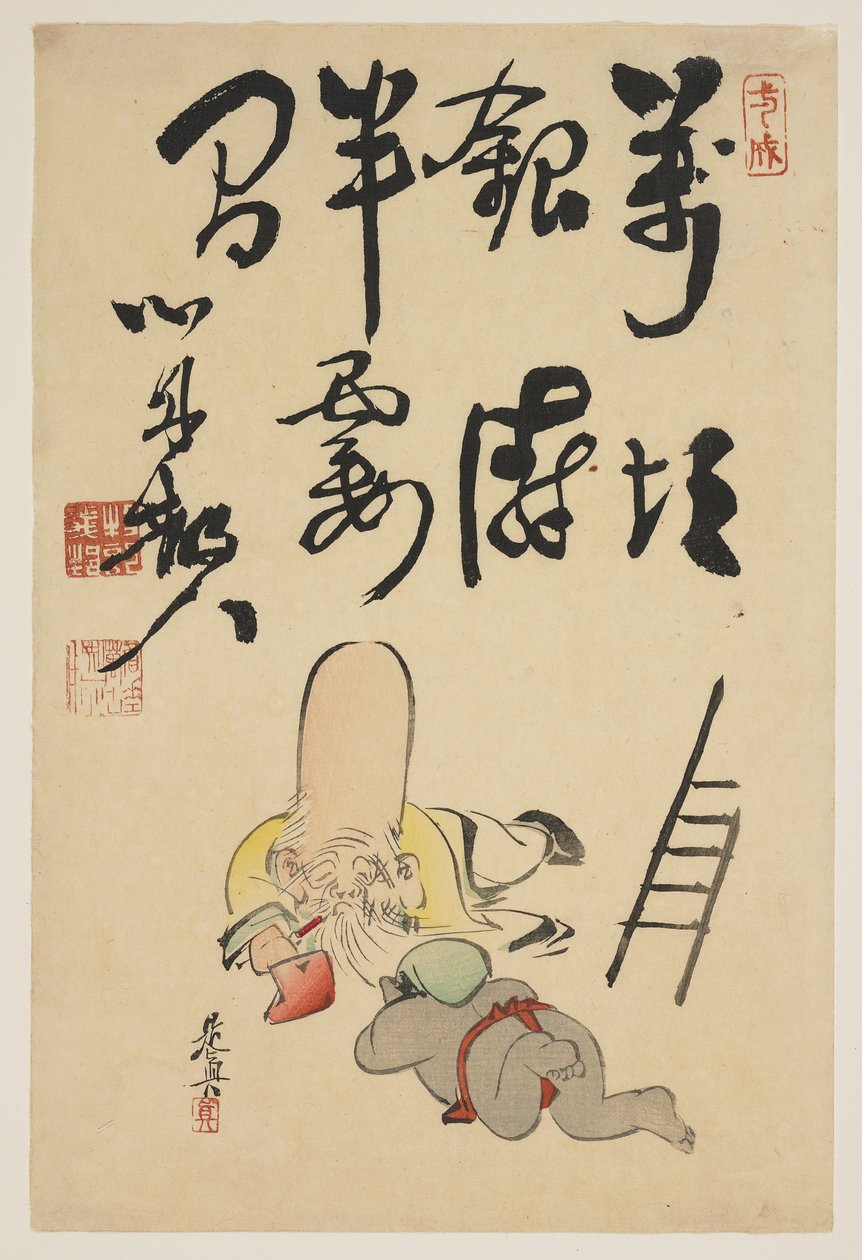 Fukurokuju and Daikoku gods by Shibata Zeshin