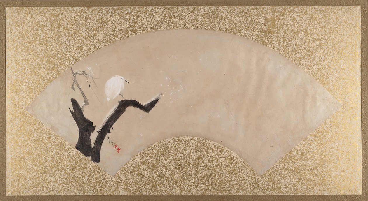 Egret on Tree Stump, late 19th century by Shibata Zeshin