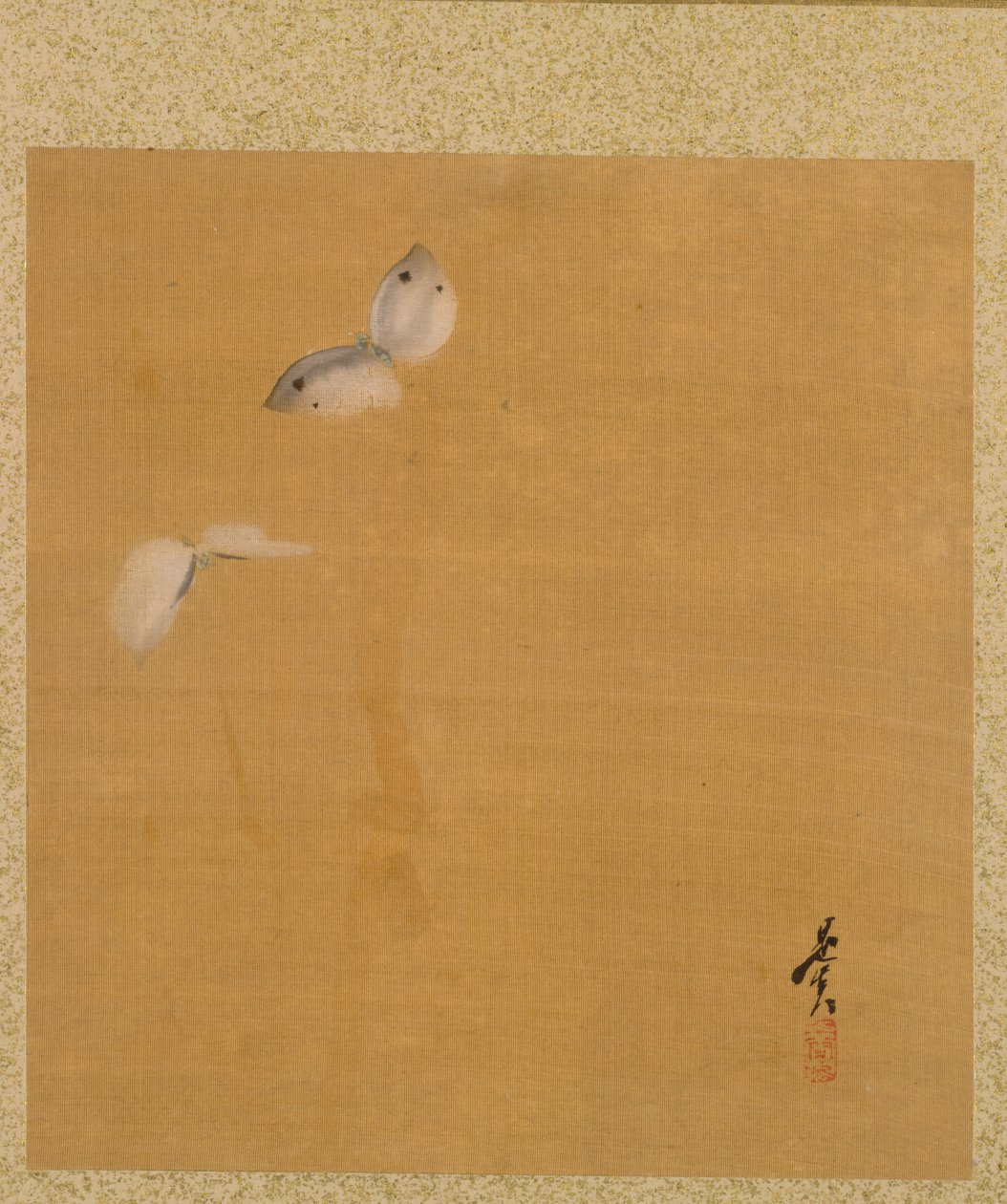 Leaf from Album of Seasonal Themes: Maple Leaves and Feather by Shibata Zeshin