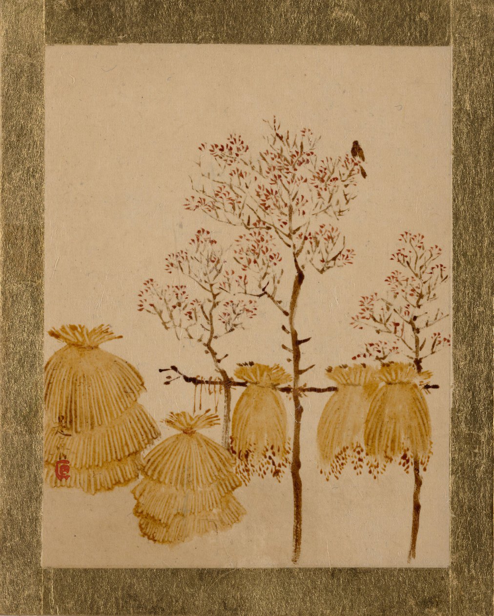 Rice Stacks and Trees by Shibata Zeshin: Fine art print