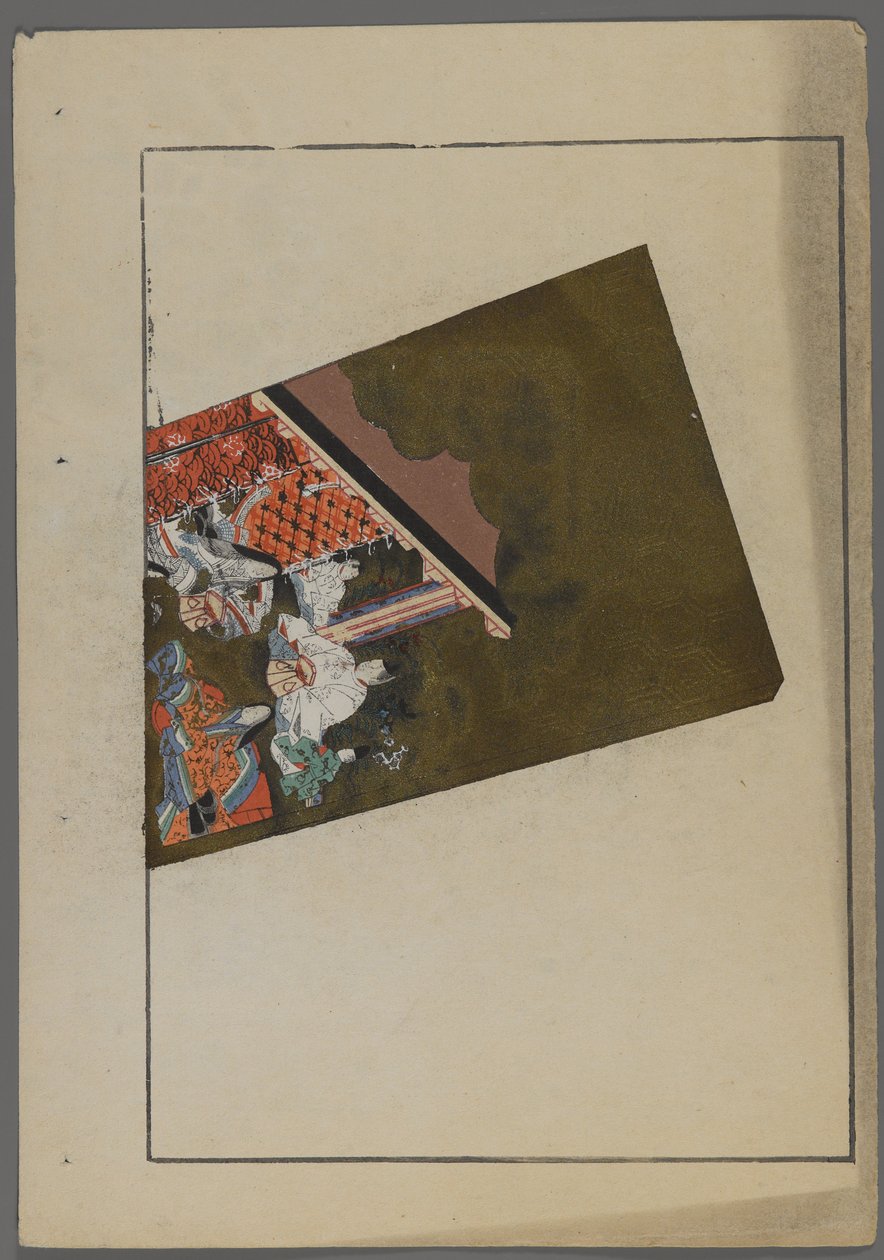 Japanese Toys, Hanetsuki Paddle with Garden Scene by Shimizu Seifu
