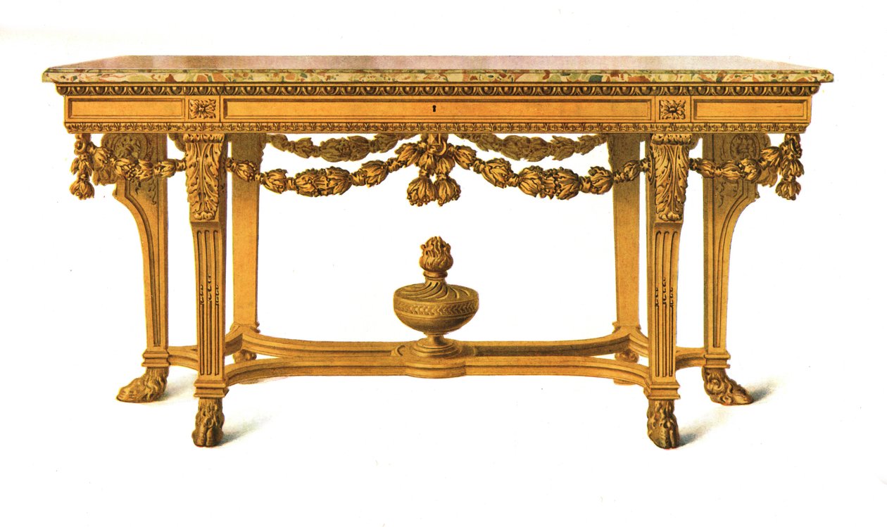 Gilt Table with Marble Top, 1908 by Shirley Charles Llewellyn Slocombe