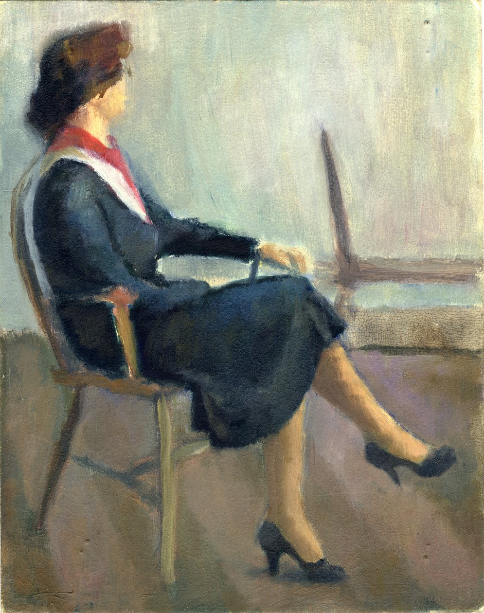 Seated Woman in Navy Blue by Shirley Markham