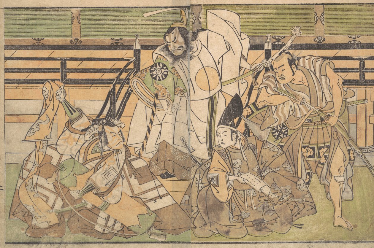 Four Actors in Unidentified Roles, late 18th century by Shunsho