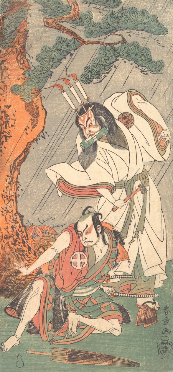 Kabuki Actors Ichimura Uzaemon IX as Ko-kakeyama and Otani Hiroji III as Koga Saburo by Shunsho