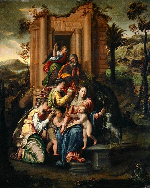 The Holy Family Surrounded by Saints by Sigismondo Scarsellino