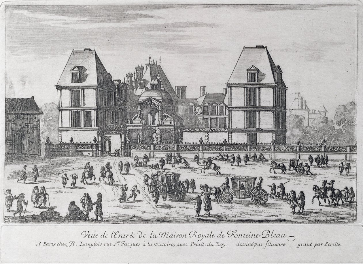 Entrance to the Royal Palace of Fontainebleau, Engraved by Nicolas or Adam Perelle, Published by Nicholas Langlois by Silvestre