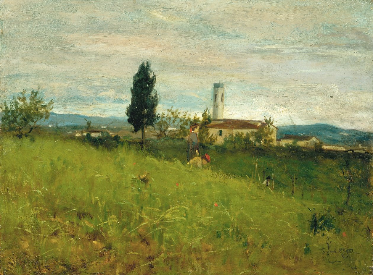Little church in the countryside, c.1877 by Silvestro Lega