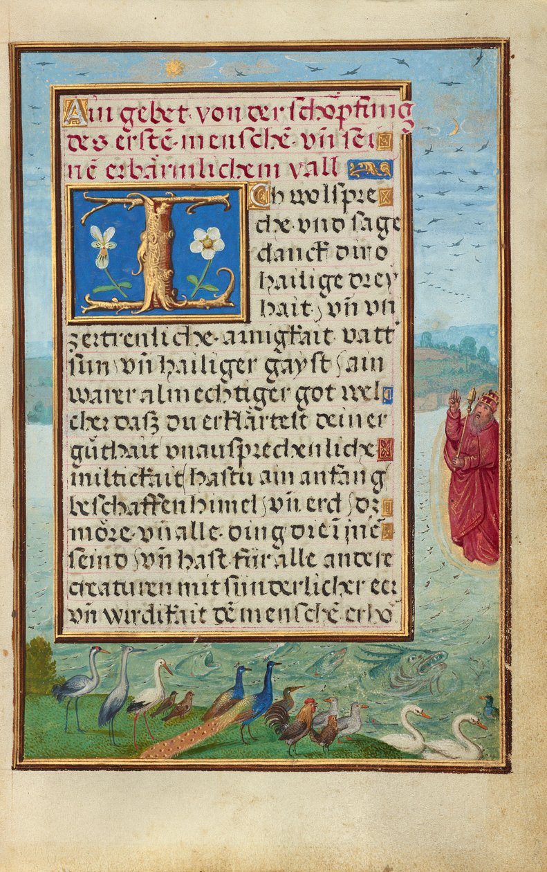 Border with the Creation of Birds and Fishes by Simon Bening
