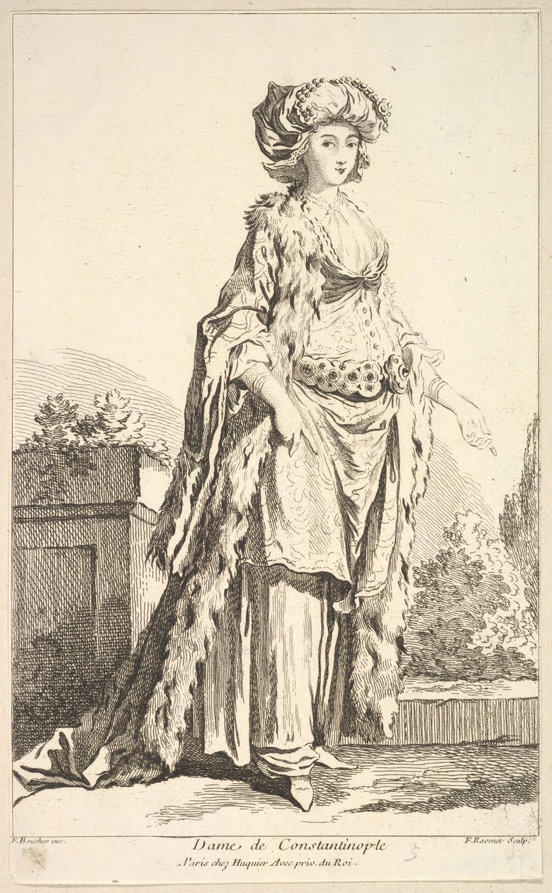 Dame de Constantinople, from Recueil de diverses figures étrangères Inventées par ..., 18th century by Simon Francois Ravenet