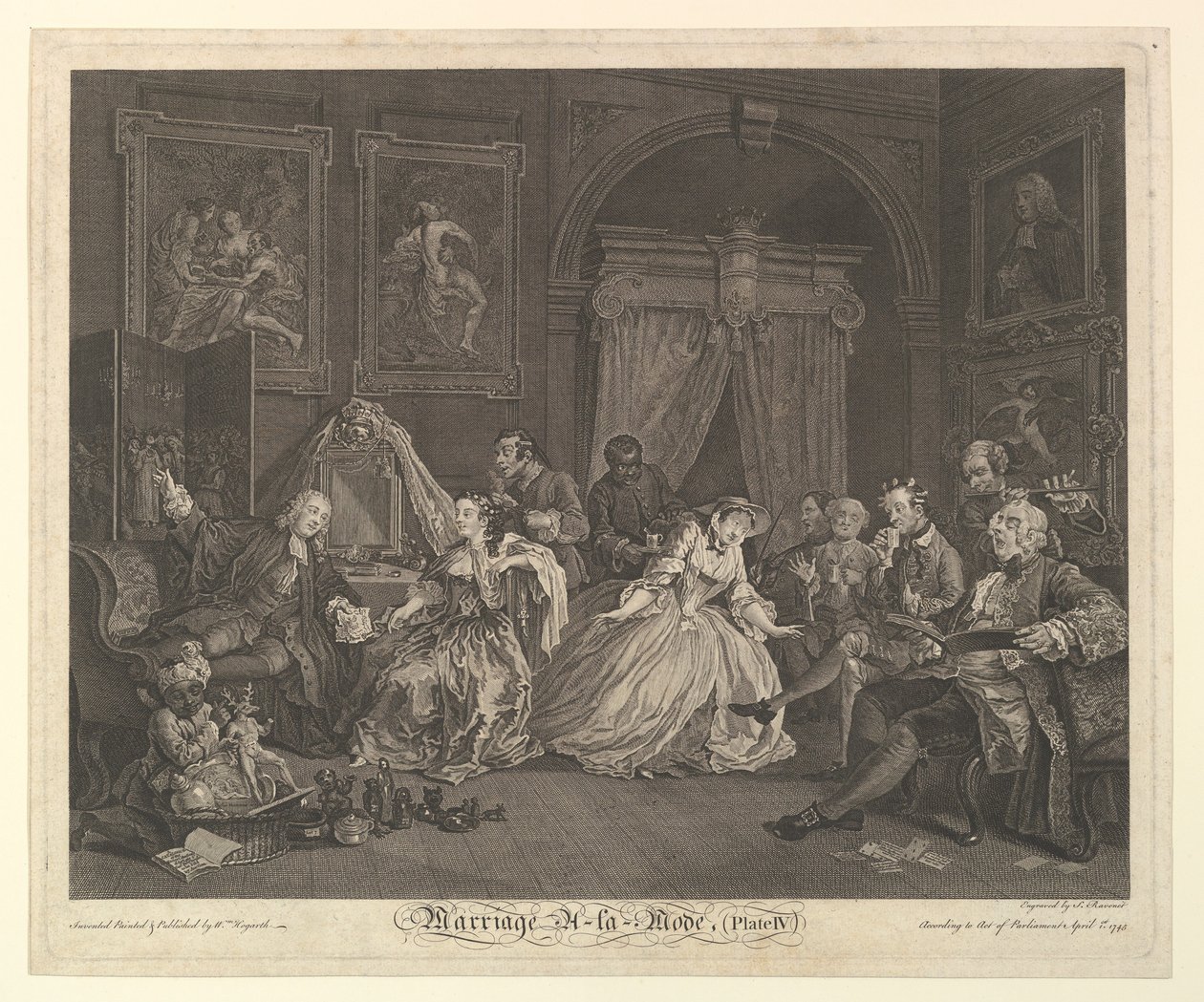 Marriage A-la-Mode, Plate IV, April 1, 1745 by Simon Francois Ravenet