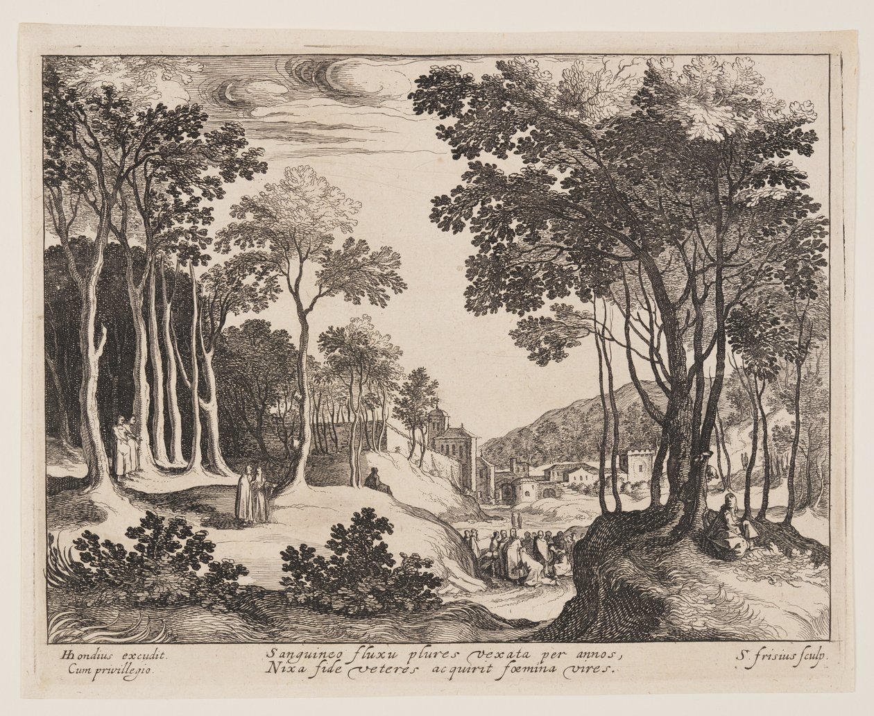 Christ Healing the Bleeding Woman, from Landscapes with Scenes from the Life of Christ by Simon Frisius