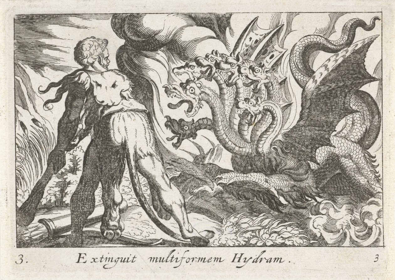 Hercules Fighting the Hydra of Lerna (Herculean Themes) by Simon Frisius