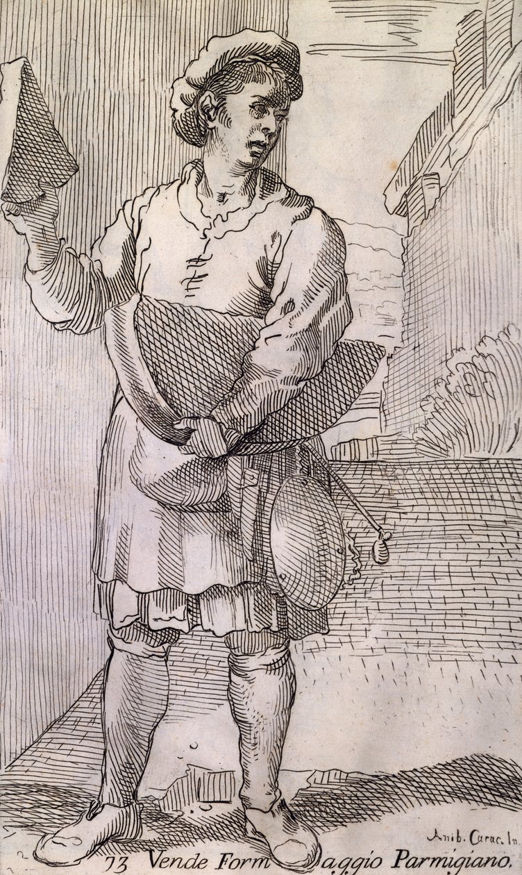 Arts of Bologna: seller of Parmesan cheese by Simon I Guillain