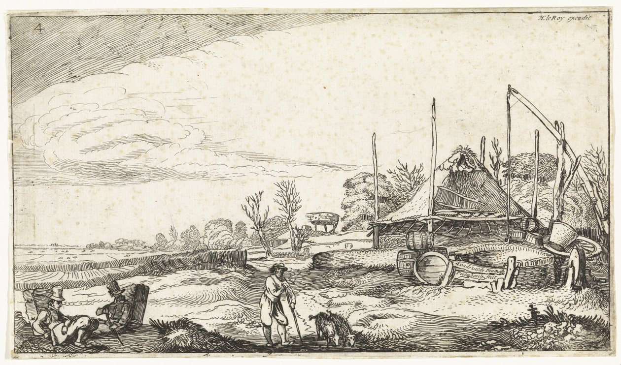 Landscape with Resting Peddlers (series title: Landscapes) by Simon Poelenburg